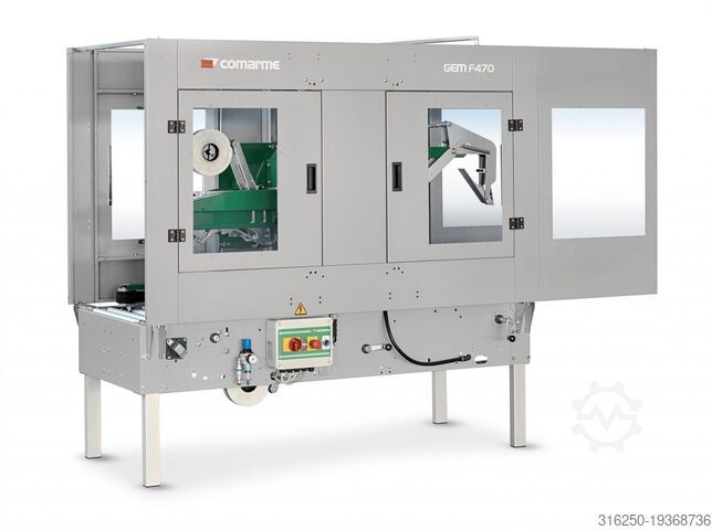 Carton packing machine Comarme Kartonverschließer mit SPS GEM F470 und Kartonzentriereinheit