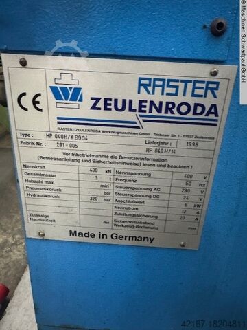 Try-out press Raster-Zeulenroda HP40H/K BG04
