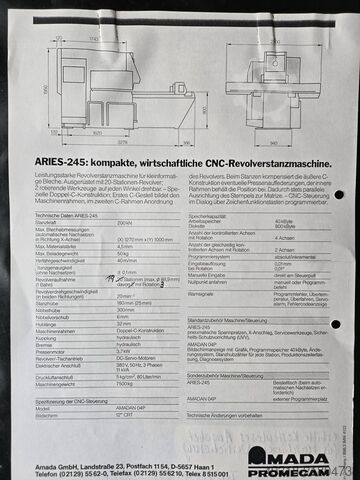 Lochstanzmaschine Amada Aries 245