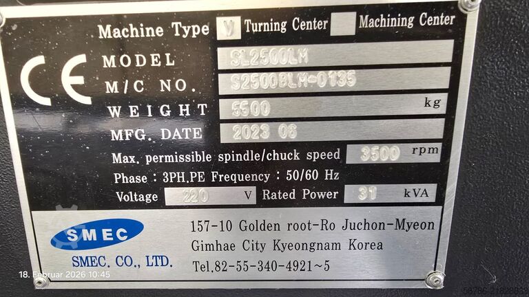 CNC lathe SMEC SL2500BLM