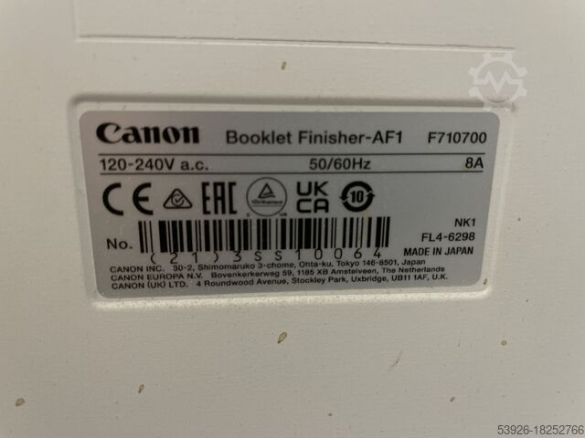 Colour production machine Canon imagePRESS V1000 incl. Bookletfinisher, Paperdeck, Prisma