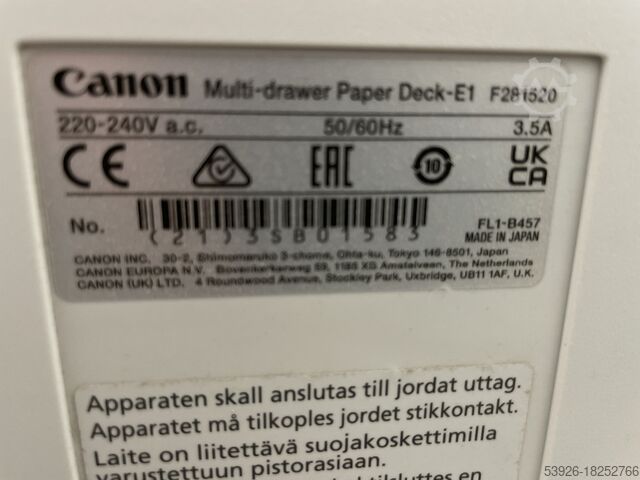 Colour production machine Canon imagePRESS V1000 incl. Bookletfinisher, Paperdeck, Prisma