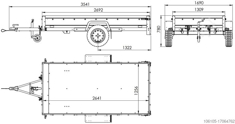 PKW-Anhänger Unitrailer 264 KIPP mit Laubgitter und Hochplane