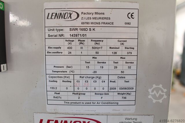 Kaltwassererzeuger LENNOX SWR 165D S K