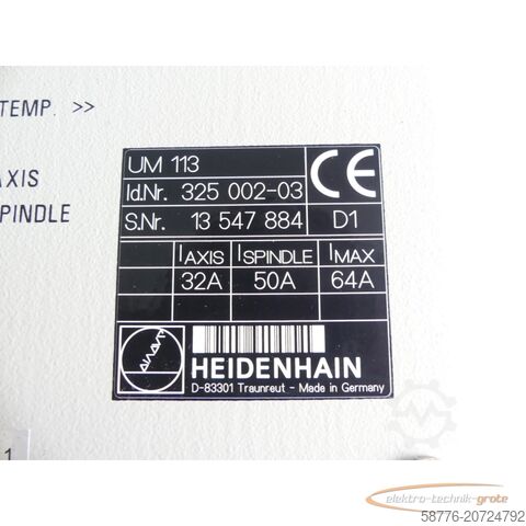 Component Heidenhain UM 113 . 325 002-03 generalüberholt mit 3 Monaten Gewährleistung SN: 13547884D1 im Austausch (Exchange)