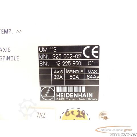 Component Heidenhain UM 113 . 325002-02 SN:12225960 generalüberholt mit 3 Mon. Gwl.