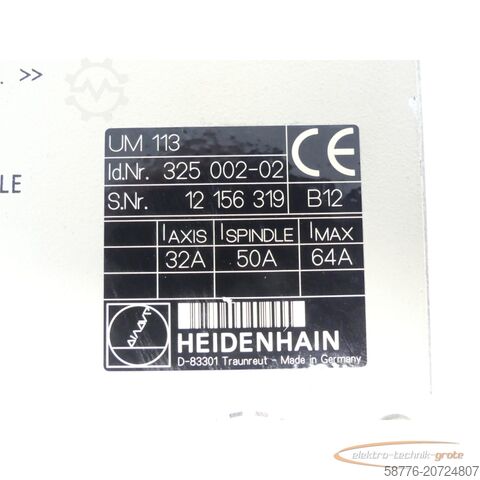 Component Heidenhain UM 113 Umrichter ID 325 002-02 generalüberholt mit 3 Monaten Gewährleistung SN 12156319 im Austausch (Exchange)