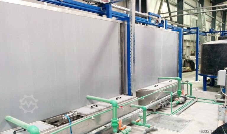 Automatic powder coating system Handelsagentur Klaus Benecke Durchlaufanlage Taktverfahren automat.