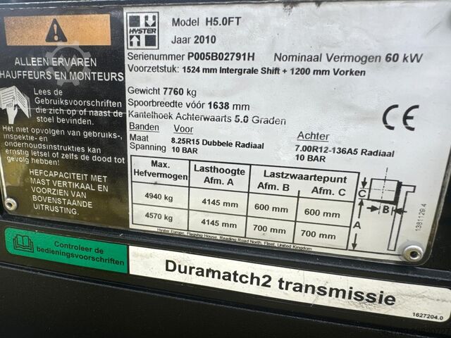 4-Rad-Gabelstapler Hyster H 5.0 FT / Container version / New price