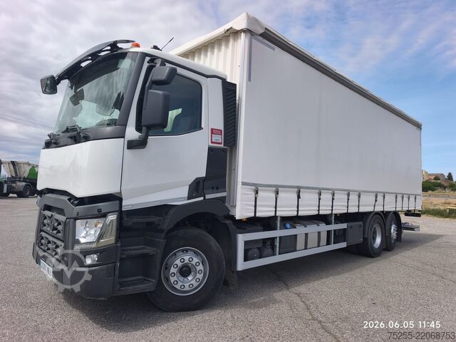 Flatbed truck with tarp RENAULT 26.380 C 6X2 EURO 6