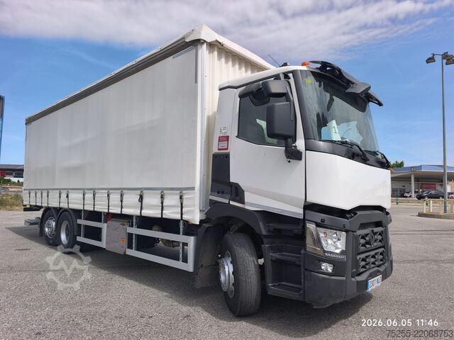 Flatbed truck with tarp RENAULT 26.380 C 6X2 EURO 6