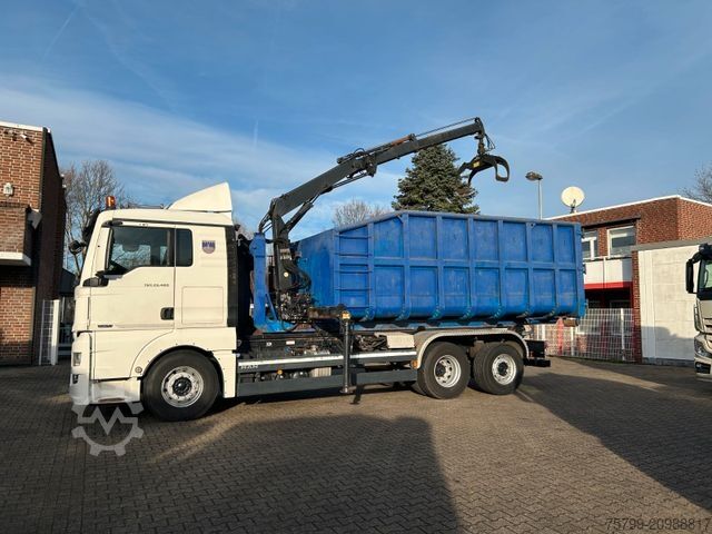 Truck mounted crane MAN 26.480 TGX Wechselsystem Abroller+Kran+Container