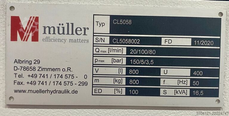 Filtration and refrigeration system MÜLLER Combiloop CL5-800