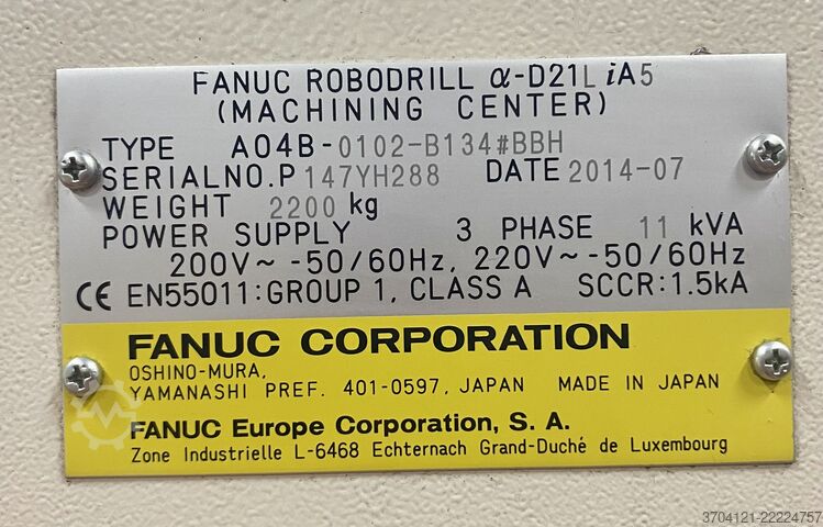 Vertical machining center FANUC ROBODRILL D21LIB5 + DDR-T