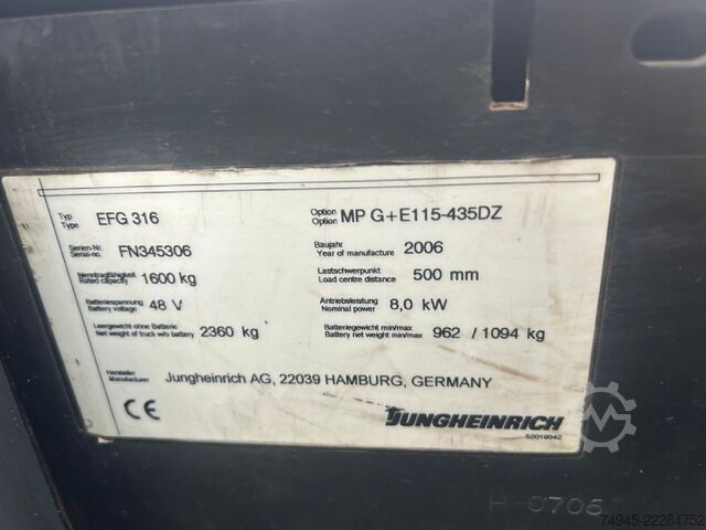 Elektro 4 Rad-Stapler Jungheinrich EFG 316