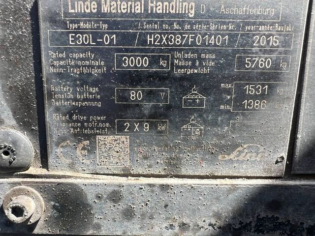 Forklift Linde E30L-01 side-shift 6.62m heating (1846)