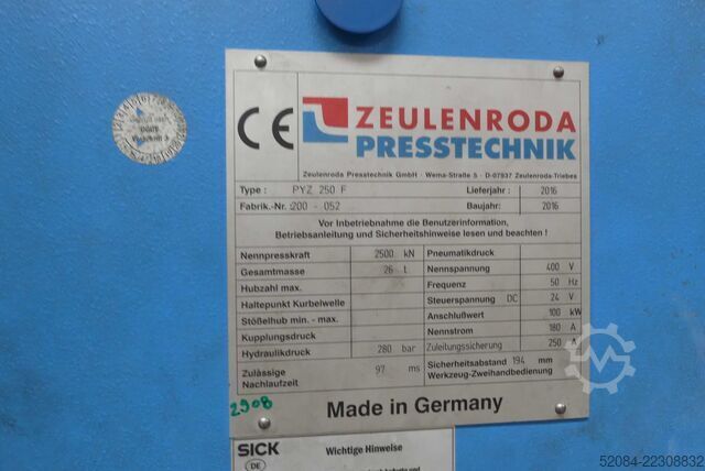 ZEULENRODAER double column press ZEULENRODAER PRESSTECHNIK PYZ 250 F