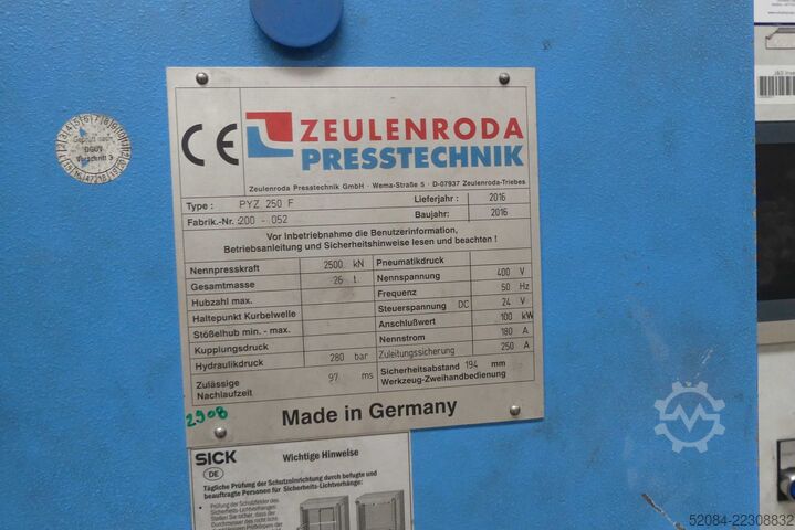 ZEULENRODAER double column press ZEULENRODAER PRESSTECHNIK PYZ 250 F