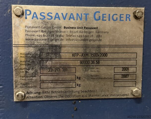 Filter press Passavant Used Passavant AXM 1500x2000