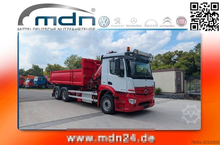 Roll-off tipper truck MERCEDES-BENZ Arocs 2532 6x2 Kipper Bordmatik KRAN Abrollkippe