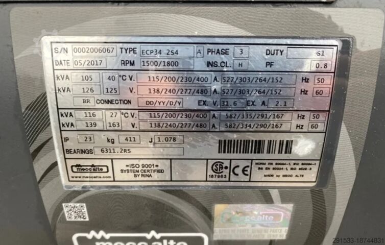 Emergency Generator Meccanotecnica Mecc Alte ECP 34 / 126 kVa