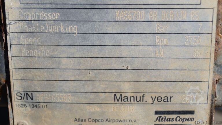 Compressor Atlas Copco XAS 67 DDG