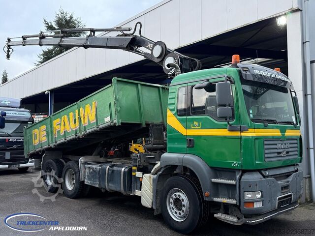 Tipper with crane MAN TGA 26.390 6x4, Handgeschakeld, HIAB 144 E-4 Ra...