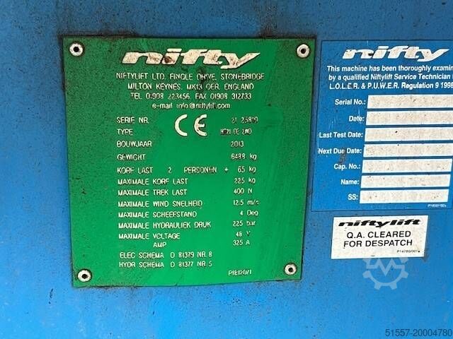 Articulated boom lift Niftylift HR 21 D E | 2013
