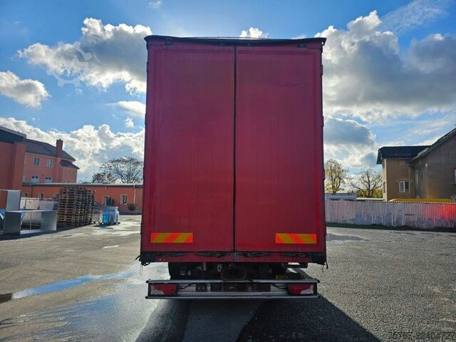 Flatbed truck with tarp SCANIA G410 Volumen, Edscha, Hubdach+Tandemhänger