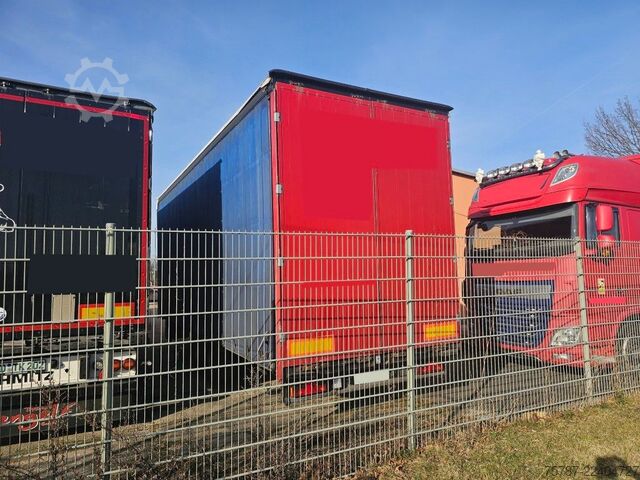 Flatbed truck with tarp SCANIA G410 Volumen, Edscha, Hubdach+Tandemhänger