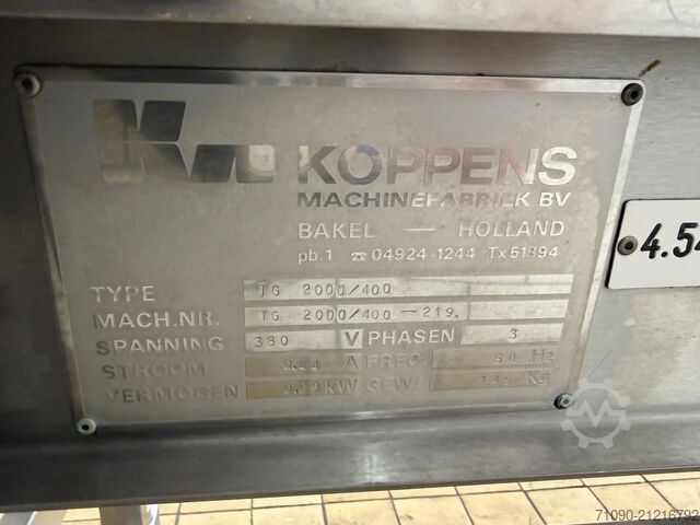 Meat processing machine Koppens TG 2000/400-219.
