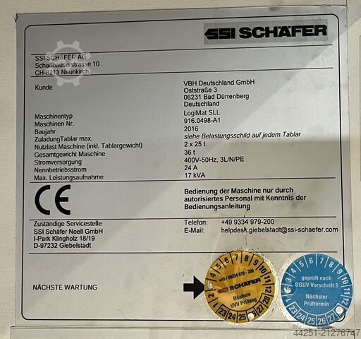 Automatic vertical storage lift T 44 SSI Schäfer SSI Logimat Typ SLL Lagerlift