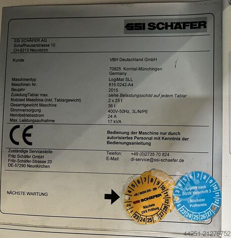 Automatic vertical storage lift 46 T SSI Schäfer SSI Logimat Typ SLL Lagerlift