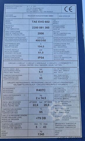 Kaltwassersatz Kälteanlage Kühlsystem Rehsler TAE EVO 602