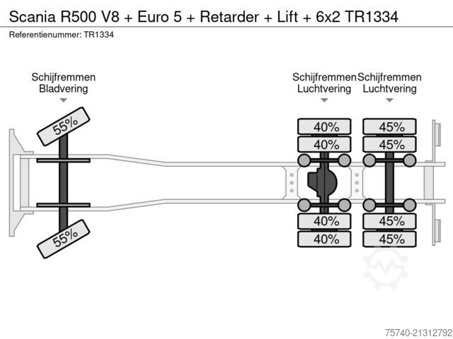 Curtain sided Scania R500 V8 + Euro 5 + Retarder + Lift + 6x2