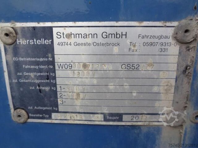 Curtain sided Stehmann AZP 18 2 AXLE + 1.16 vloer hoogte