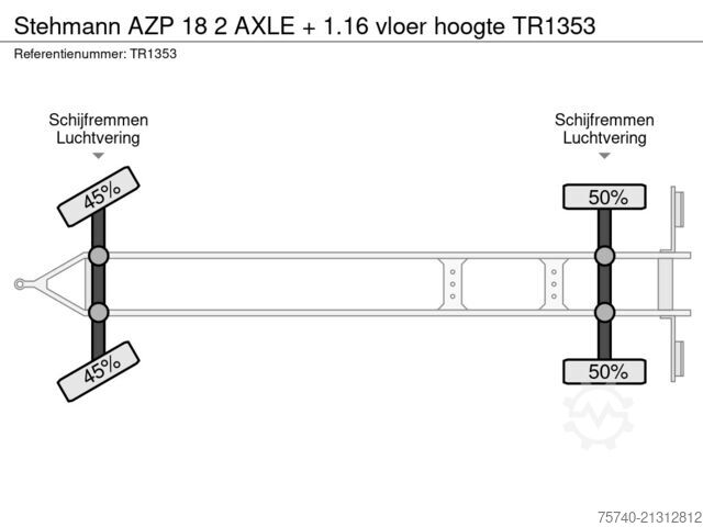 Curtain sided Stehmann AZP 18 2 AXLE + 1.16 vloer hoogte