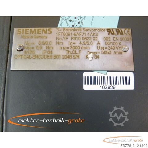 Control unit Siemens 1FT6081-8AF71-1AK3 Servomotor - mit 12 Monaten Gewährleistung! -
