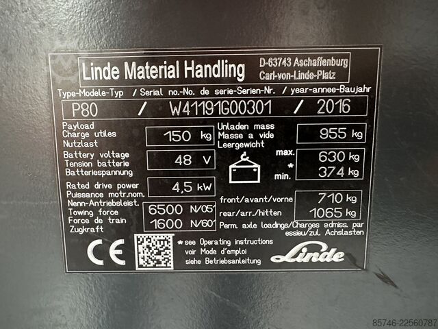 P 80 * DEMO !! NEW battery !! LINDE P 80 * DEMO !! NEW battery !!