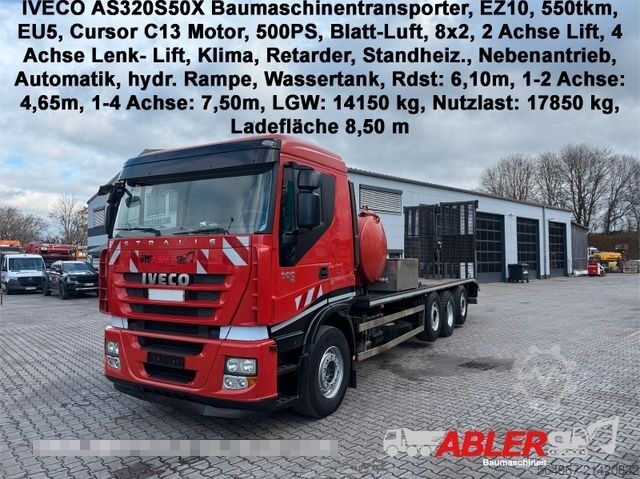 Car carrier truck IVECO AS320S50 Baumaschinentransporter hydr. Rampe