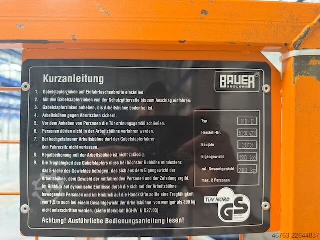 Staplerkorb, Arbeitskorb Bauer MB-D