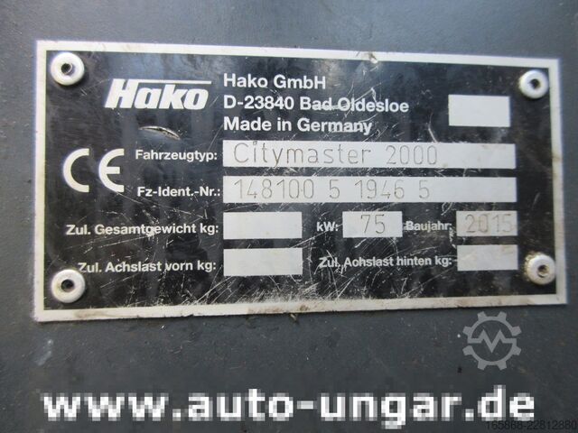 Kehrmaschine Hako CityMaster CM 2000 Bj. 2015 2-Besen-Syst