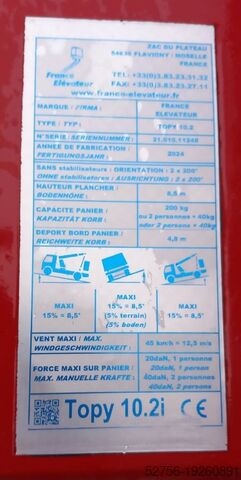 Truck aerial platform France Elevateur Topy 10.2