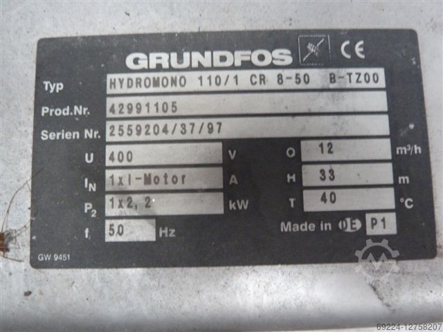 Grundfos HYDROMONO 110/1 Cr 8-50 B-TZ00