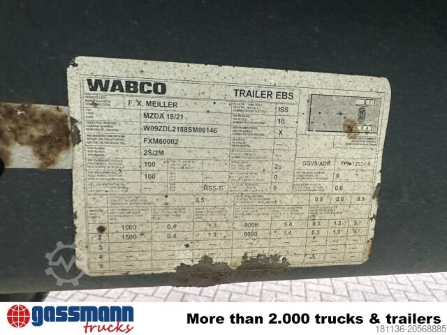 Dreiseitenkipper Anhänger Meiller MZDA 18/21, Stahlbordwände, ca. 11m³