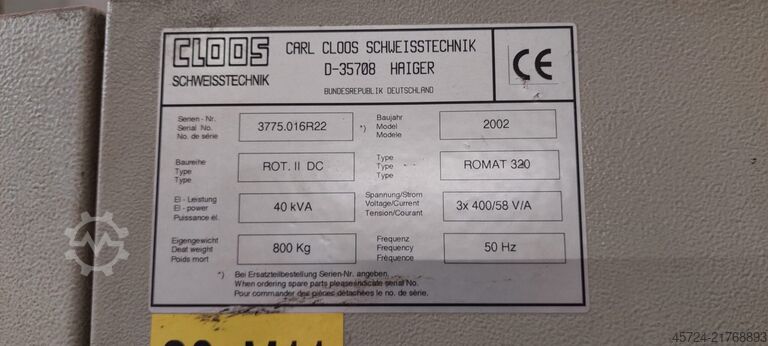 Industrial robot welding Cloos Romat 320