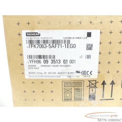 Control unit Siemens 1FK7063-5AF71-1EG0 SN:YFH9609351301001 - ! -
