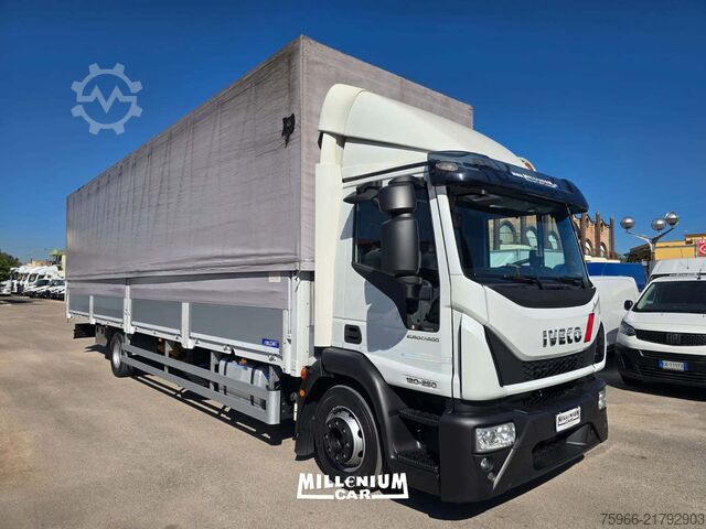 Flatbed truck with tarp Iveco EUROCARGO 120E25 CENTINATO 10,20M 2018