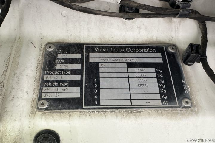 Standard tractor unit Volvo FH-540 4x2T Kipphydraulik / Swiss-Vehicle