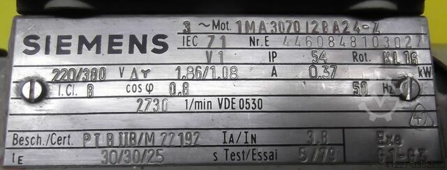 Electric motor 0.37 kW 2730 Rpm Ex Siemens 1MA3070I2BA24-Z